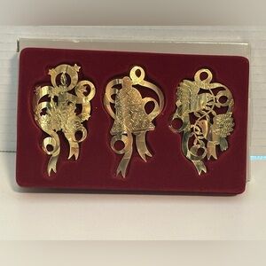 Vintage PartyLite Set of 3 Holiday Celebrations Pillar Candle Ornaments , NIB